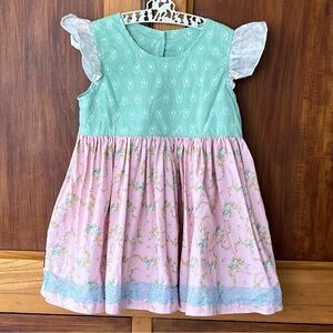 Matilda Jane Platinum girls pink and green floral pastel tunic top size 6